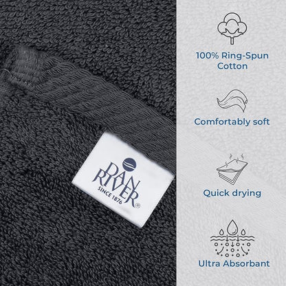 DAN RIVER Pack of 1 Bath Sheet 40x80 Inches, Extra Large Bath Towels Oversized, Absorbent Cotton Towels for Bathroom - Dark Gray