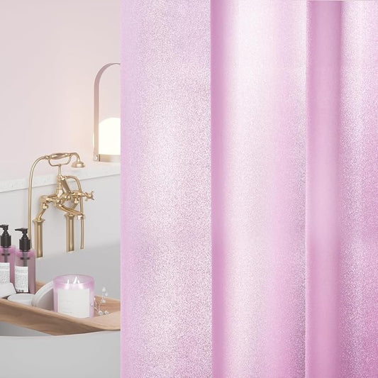 Waterproof PEVA Shower Curtain Liner Extra Long 72 x 84 inch, Dreamy Pink Sparkle Shower Curtain or Liner with 3 Large Magnets, Lovely Glitter 84'' Tall Bathroom Shower Curtain Lightweight