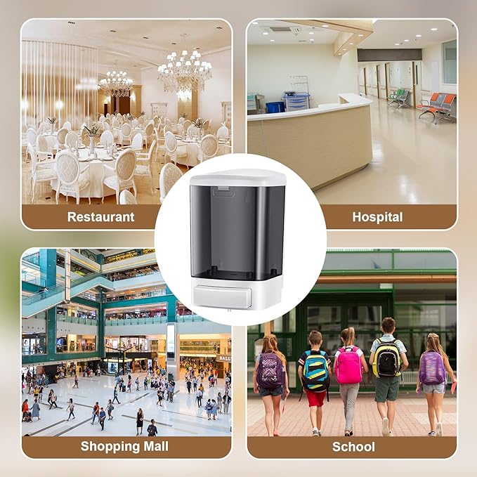 Hushee 2 Pcs Commercial Soap Dispenser Wall Mounted Manual Soap Dispenser Containers Bathroom Plastic Hand Wash Wall Containers for Kitchen Hotel Liquid