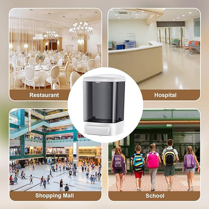 Hushee 2 Pcs Commercial Soap Dispenser Wall Mounted Manual Soap Dispenser Containers Bathroom Plastic Hand Wash Wall Containers for Kitchen Hotel Liquid