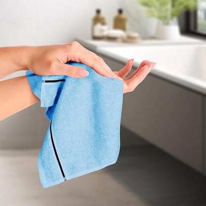 MyOwn Ultra Soft Cotton 6 -Piece Hand Towel Set 16x24 Inch, Ideal for use in Bathroom, Kitchen, Gym, Spa & General Cleaning, Compact & Lightweight Multi Purpose Hand Towels - Sky Blue