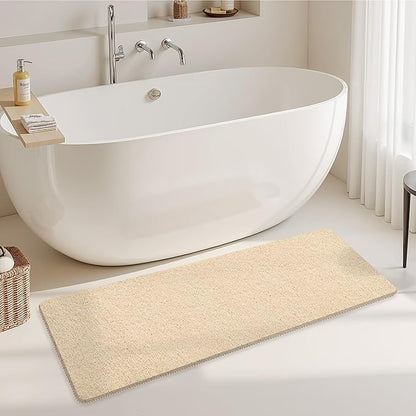 Mecko Loofah Bath Mat for Tub - Quick-Dry Non-Slip Shower Mat, Extra Thick Textured Grip Bathtub Mat for Bathroom and Shower Floor, Indoor/Outdoor Use for Wet Areas (Beige, 17"x47")