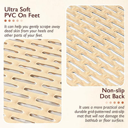 Extra Large Non-Slip Shower Mat, Fast-Dry PVC Bath Stall Tub Mat, Drain-Hole Design for Shower Stall Tub for Elderly/Kids, Non Slip Bath Mat Bathroom Safety Accessory, Khaki 24"x16"