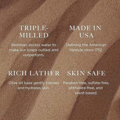 Caswell-Massey Triple Milled Heritage Woodgrain Sandalwood Three-Soap Set, Scented & Moisturizing Bath Soap, Made In The USA, 3 Count (Pack of 1)