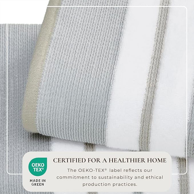 Great Bay Home Decorative Oversized Bath Sheet Set - Luxury Cotton 2 Pack 68x35 Extra Large Towels - Luxurious, Ultra-Soft, Durable Towels for Bathroom Decor (Glacier Grey/Cappuccino)
