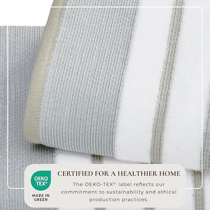 Great Bay Home Decorative Oversized Bath Sheet Set - Luxury Cotton 2 Pack 68x35 Extra Large Towels - Luxurious, Ultra-Soft, Durable Towels for Bathroom Decor (Glacier Grey/Cappuccino)