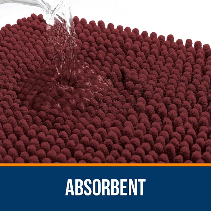 OLANLY Bathroom Rugs 36x24, Extra Soft Absorbent Chenille Bath Rugs, Rubber Backing Quick Dry, Machine Washable Bath Mats for Bathroom Floor, Tub and Shower, Home Decor Accessories, Andorra Red-Brown