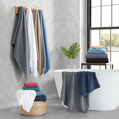 Casa Platino 100% Cotton Towels for Bathroom – 24 Pc Set – Quick Dry, Soft & Absorbent Ring Spun Terry Fabric, Full Set for Family & Guests, Hotel Feel Everyday – Aqua Sky