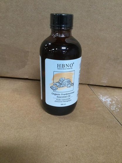 HBNO California Bottled Organic Frankincense Essential Oil 4 fl oz (120ml) - USDA Certified Oil - Organic Frankincense Essential Oil for Skin and Aromtherapy