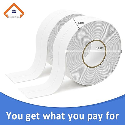 Caulk Tape Self Adhesive,Easy to Install Caulking Tape for Bathroom Peel & Stick Caulking Strip Floor Tile Wallpaper Toilet Tub Shower Wall Trim,Waterproof Caulking Sealing Tape for Bathroom,Toilet