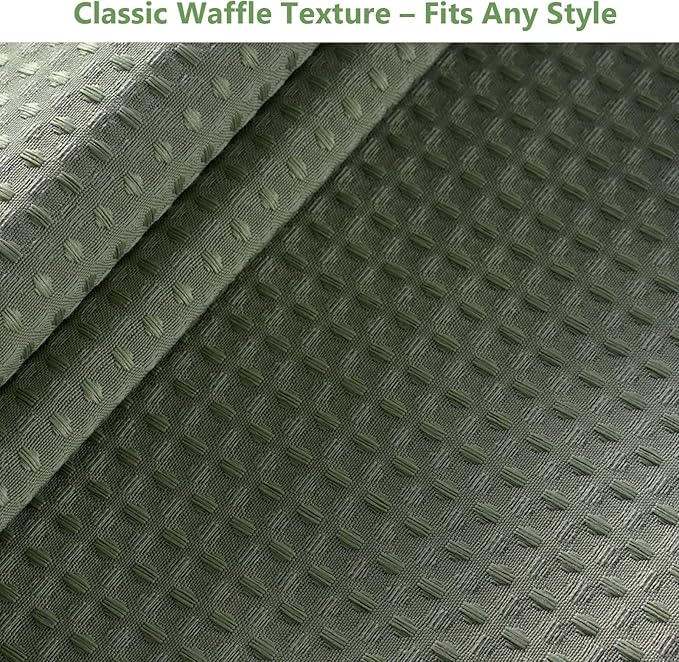 VANZAVANZU Hookless Shower Curtain with Mesh Top and Snap in Waterproof Liner, Waffle Weave, Weighted Magnets Hem, Machine Washable, 72 x 75 Inches – (Green)