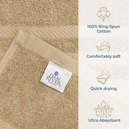 DAN RIVER 2 Pack Luxury Bath Sheets 35x70, 600 GSM, Soft & Quick Dry 100% Ring Spun Cotton Towels Ideal for Hotels, Spas, Gyms & Salons Extra Large, Tan