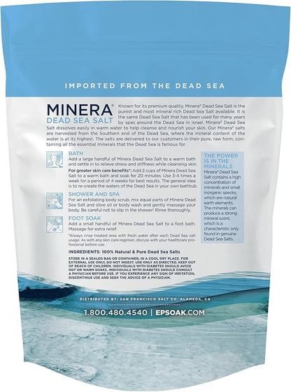 Minera Coarse Grain Dead Sea Salt for Bath & Soaking – 19 lbs, Fast-Dissolving, 100% Pure & Natural, Unscented, Skin-Nourishing Bulk Sea Salt