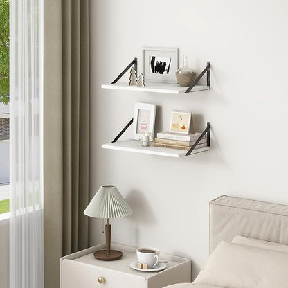 Fun Memories 20 Inch Floating Shelves for Wall, White Bathroom Shelves Set of 2, 12 Inch Deep Wall Shelf for Bedroom, Kitchen, Large Home Decor Shelves Farmhouse Storage Shelf