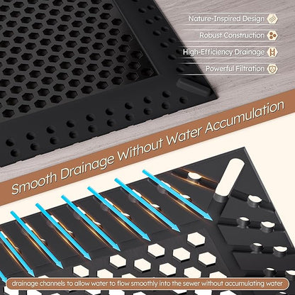 Not Moving Shower Drain Hair Catcher,Effective Hair Catcher Shower Drain,Square Flat Shower Drain Cover Protector Filter,Efficient Drainage,Hair Trap Stopper
