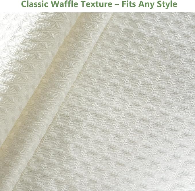 VANZAVANZU Hookless Shower Curtain with Mesh Top and Snap in Waterproof Liner, Waffle Weave, Weighted Magnets Hem, Machine Washable, 72 x 75 Inches – (Beige)