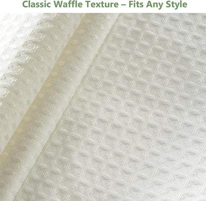 VANZAVANZU Hookless Shower Curtain with Mesh Top and Snap in Waterproof Liner, Waffle Weave, Weighted Magnets Hem, Machine Washable, 72 x 75 Inches – (Beige)