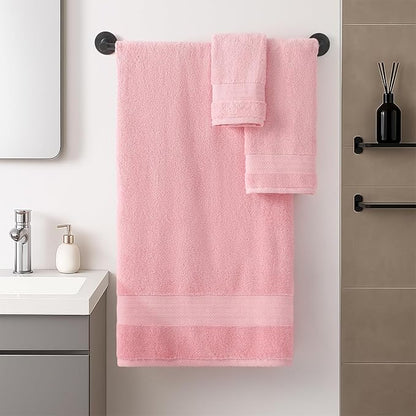 REDKISS Pink Towel Set of 8-100% Cotton Luxury Bath Towels Set for Bathroom, 600 GSM Highly Absorbent Bathroom Towel with 2 Large Bath Sheet, 2 Hand, 4 Washcloths, Pink Shower Towels for Dorm