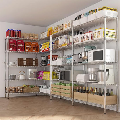VINGLI 5 Tier Storage Shelves 1430LBS Heavy Duty Metal Shelving, Upgraded 58" W Garage Shelving Unit, Adjustable Wire Shelf for Storage Rack Commercial Pantry Shelf Organizer, 58" W × 13.8" D × 71" H