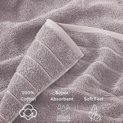 Casa Platino 100% Cotton 8 Piece Bath Towel Set - Ring Spun, Quick Dry, Super Soft & Highly Absorbent - 2 Bath, 4 Washcloths, 2 Bathroom Hand Towels - Hotel Quality Bathroom Towel Set - Platinum