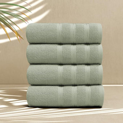Hearth & Harbor Luxury Hand Towels - 100% Ring Spun Cotton Hand Towels for Bathroom, Shower, Spa, Soft & Absorbent Towels, 4 Piece Set, Sage Green