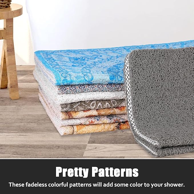 Large Shower Mat Non Slip, 36x36 Inch Shower Floor Mat with Drain Hole in Middle, Super Soft and Comfortable PVC Loofah Massage Bath Mat for Shower, Anti Slip Shower Stall Mat, Quick Drying