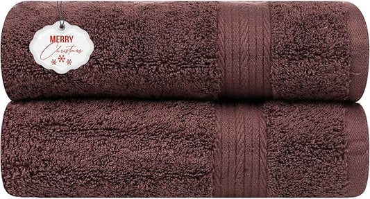 Ample Decor Hand Towel for Bathroom 18 X 28 Inch 600 GSM 100% Cotton, Soft Absorbent - 2 Pcs Brown