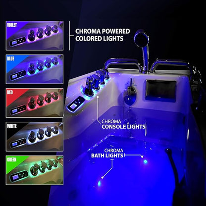ANZZI Walk-In Whirlpool & Air Tub 27"x53" Left Drain, LED Lights, 30 Jets, Aromatherapy, Chromatherapy, Heater, Faucet & Handheld Shower, White Acrylic Spa Bathtub | 2753WILWD