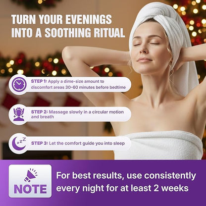 Lavender Magnesium Lotion, Nighttime Magnesium Cream with Chamomile, Shea Butter & Jojoba Oil - Muscle Relief & Relaxation for Legs, Arms, Feet - Christmas Gifts for Women (4oz)