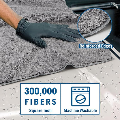 HOMEXCEL Professional Large Microfiber Car Drying Towels 4 Pack, Lint Free, Scratch Free, Highly Absorbent Drying Towel for Cars, SUVs, RVs, Trucks, and Boats,31" x 24 ",Grey