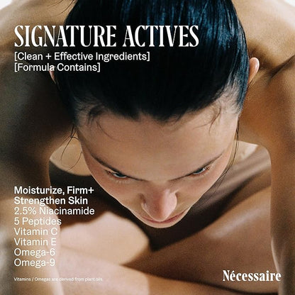Nécessaire The Body Lotion with Pump – Santal Scented Body Moisturizer with Peptides, Niacinamide, Vitamins C/E & Omega 6/9 – Firming Daily Hydration – Dermatologist-Tested, Vegan – 15.2 oz
