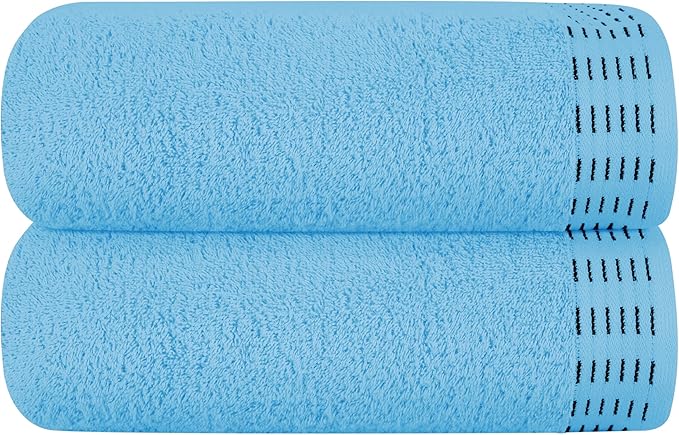 Cotton 2 Pack Oversized Bath Towel Set 28x55 inches, Large Bath Towels, Ultra Absorbant Compact Quickdry & Lightweight Towel, Ideal for Gym Travel Camp Pool - Sky Blue