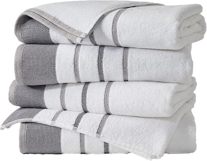Great Bay Home Decorative Bath Towel Set - Luxury Cotton 4 Pack 54x27 Bath Towel Set - Luxurious, Ultra-Soft, Durable Towels for Bathroom Decor (Dark Grey/Light Grey)