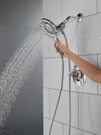 Delta Arvo 14 Series Chrome Shower Faucet Set with In2ition 2-in-1 Dual Shower Head with HandHeld Spray Combo, Valve Trim Kit, Chrome 142840-I (Valve Included)