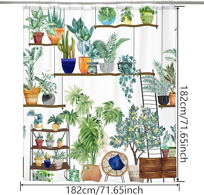 Bohemian Shower Curtain, Boho Floral Print Water Repellent Polyester Fabric for Bathroom Decor, 72×72 Inch Standard Size with 12 Hooks, Also as Room Divider