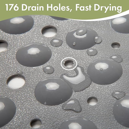 AmazerBath Shower Mat Non Slip 40 x 16 Inches, Shower Stall Mats with Suction Cups and Drain Holes, Non Slip Bath Mat for Tub for Elderly & Kids, Grey