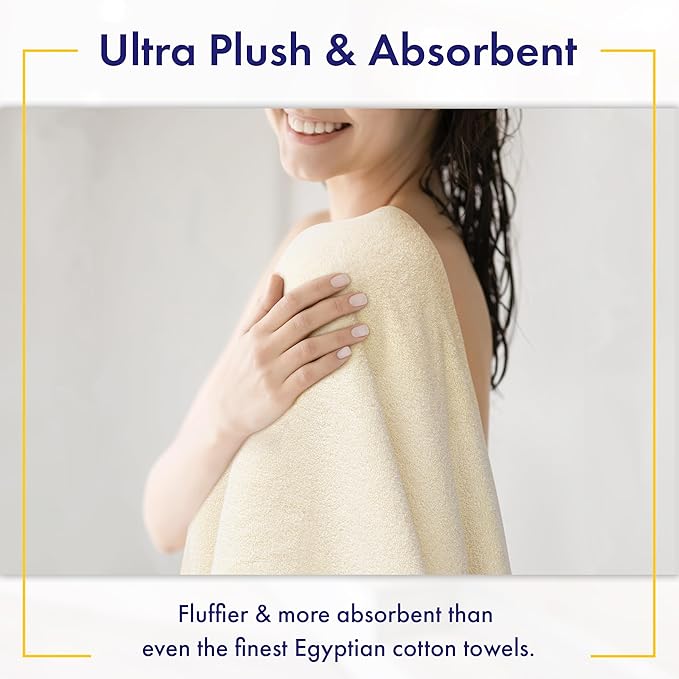 Ultra Soft & Plush Viscose from Bamboo Bath Towels - 700 GSM Luxury Bath Towels - 6 Piece Set - Super Absorbent & Quick Drying (Papyrus)