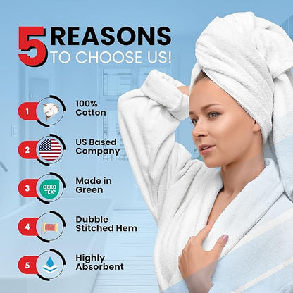 Infinitee Xclusives Luxury 100% Cotton Towel Set – 8 Piece Bathroom Towel Set (2 Bath Towels, 2 Hand Towels, 4 Washcloths) – Soft & Absorbent Towels for Bathroom (Charming Grey)