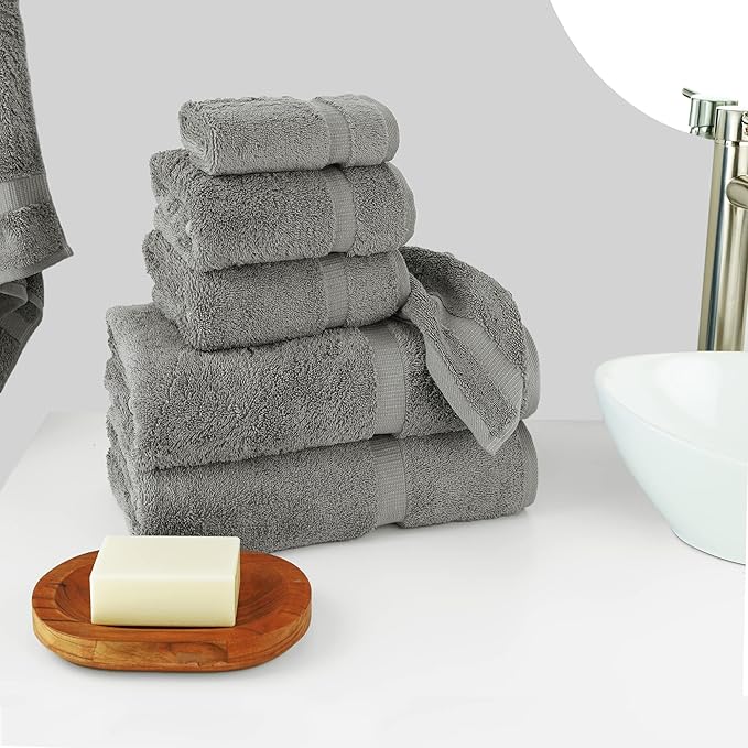 Chakir Turkish Linens Luxury Spa and Hotel Quality Premium Cotton 6-Piece Towel Set (2 x Bath Towels, 2 x Hand Towels, 2 x Washcloths)