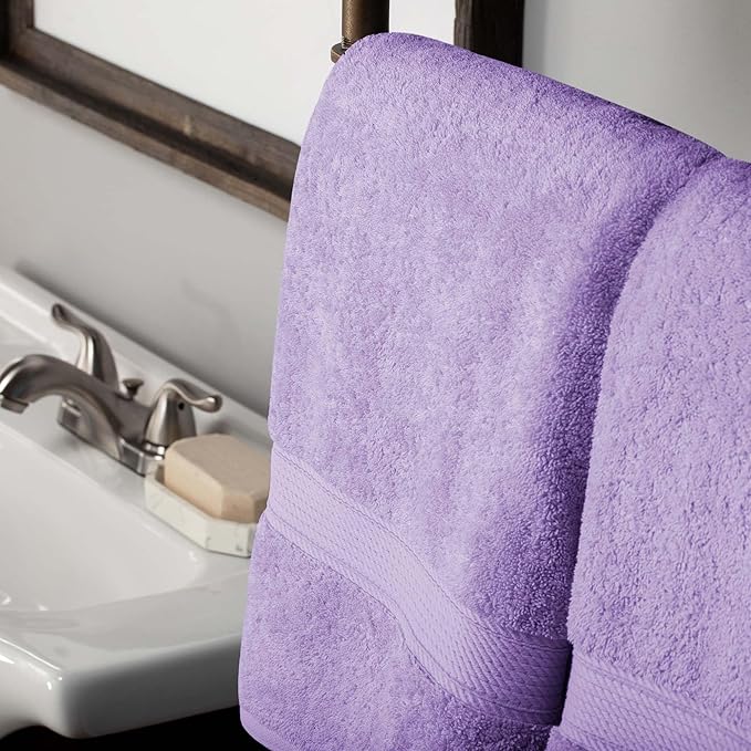 Superior Egyptian Cotton Pile 10 Piece Towel Set, Includes 2 Bath, 4 Hand, 4 Face Towels/Washcloths, Ultra Soft Luxury Towels, Thick Plush Essentials, Guest Bath, Spa, Hotel Bathroom, Purple