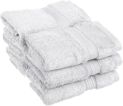 BLUENILEMILLS BNM Egyptian Cotton 6-Piece Towel Set, Includes 6 Face Towels, Attached Loop for Easy Hanging and Storage, Hotel Quality, Perfect for Bathroom, Gym, Shower Space, or Spa, White