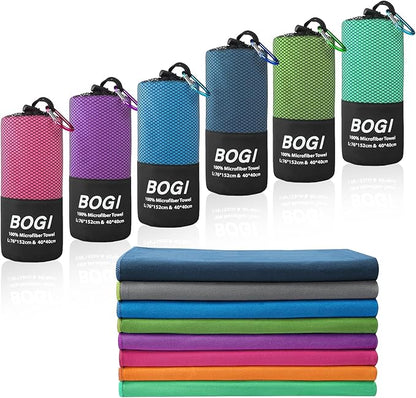 BOGI Microfiber Travel Sports Towel-Quick Dry Towel, Soft Lightweight Microfiber Camping Towel Absorbent Compact Travel Towel for Camping Gym Beach Yoga Swimming Backpacking (S:16''x32'',2Pcs-Blue)