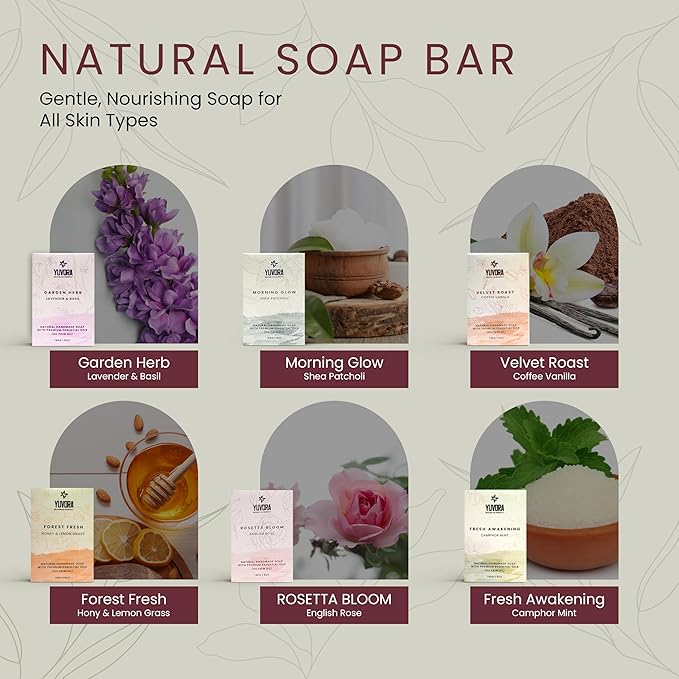 6 Pcs Women Natural Handmade Body Soaps 5 OZ Pack Floral Radiance Long lasting Fragrance Luxurious Scents with Natural Ingredients – Sulfate & Paraben Free, Vegan Soap