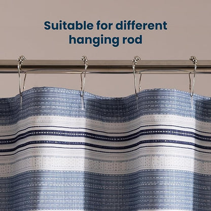 SLEEP ZONE Grey Striped Shower Curtain Waterproof Curtains for Bathroom Decor Bathtub Geometric Shower Curtain 72" × 72"