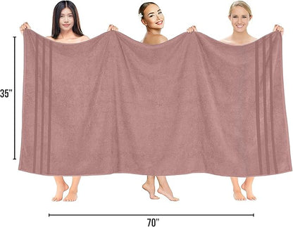 RIVERSIDE Pack of 2 Extra Large Bath Sheets 35 x 70 Inches - 100% Ring Spun Cotton Hotel Quality Oversized Bath Towels - Super Soft, Highly Absorbent & Quicker to Dry - Dusty Rose