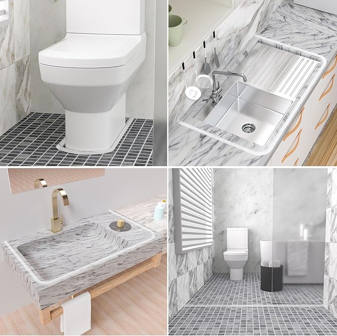 Duzzy 75 Inch Collapsible Shower Water Dam, Shower Threshold Water Stopper Barrier and Retention System and Keeps Water Inside Threshold Dry and Wet Separation, Suitable for Bathroom & Kitchen