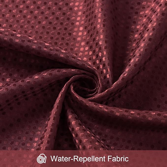 3 in 1 Stall Half Size Burgundy Shower Curtain Set-36 W x 72 H, Modern Waffle Waterproof Fabric and PEVA Liner Set with Stainless Steel Hooks
