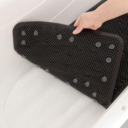 Double Layer Foam Non Slip Bathtub Mat 37x17in, More Comfortable and Thicker Tub Mat Than Ordinary Foam Shower Mat, Bath Mat for Tub with Suction for Comfort and Safety (Black, 36'' x 17'')