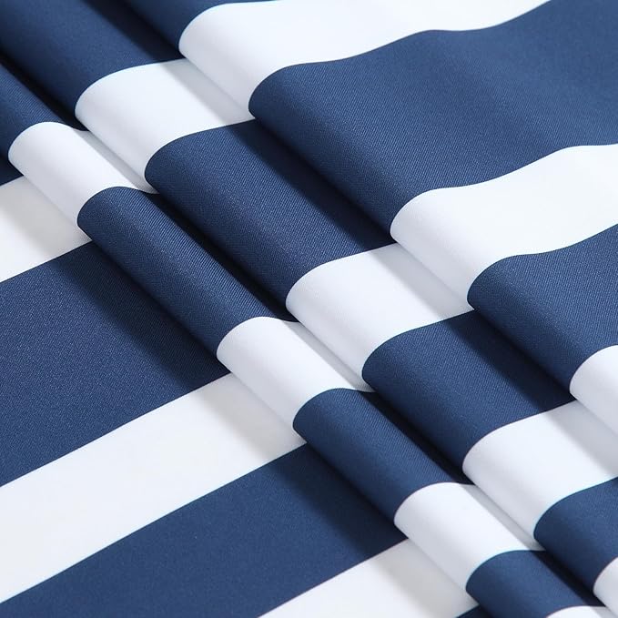 Blue and White Striped Shower Curtain 72x78 Inches, Waterproof Fabric with Modern Gradient Lines, 12 Rustproof Grommets & Weighted Hem