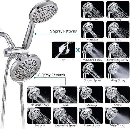 PROOX 3 Handle Tub Shower Faucet Set, Dual shower head Combo with Tub and Shower Trim Kit with Rough-in Valve, Polished Chrome Bathtub Shower Faucets, Wall Mounted Bathroom Rain Shower System